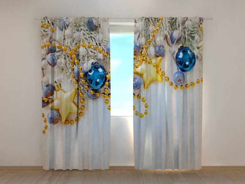 Užuolaidos Kalėdų dekoracijos ant sniego