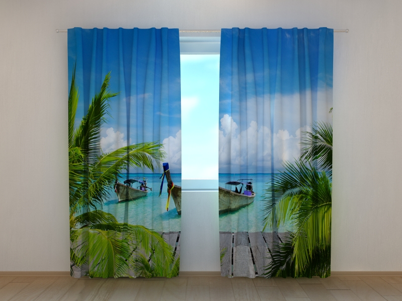 Photo curtains Boats on Tropical Coast