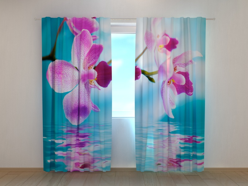 Photo curtains Skyblue Orchids