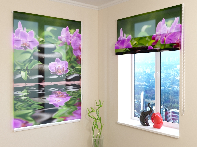 Roman Blind  Orchids in the Garden